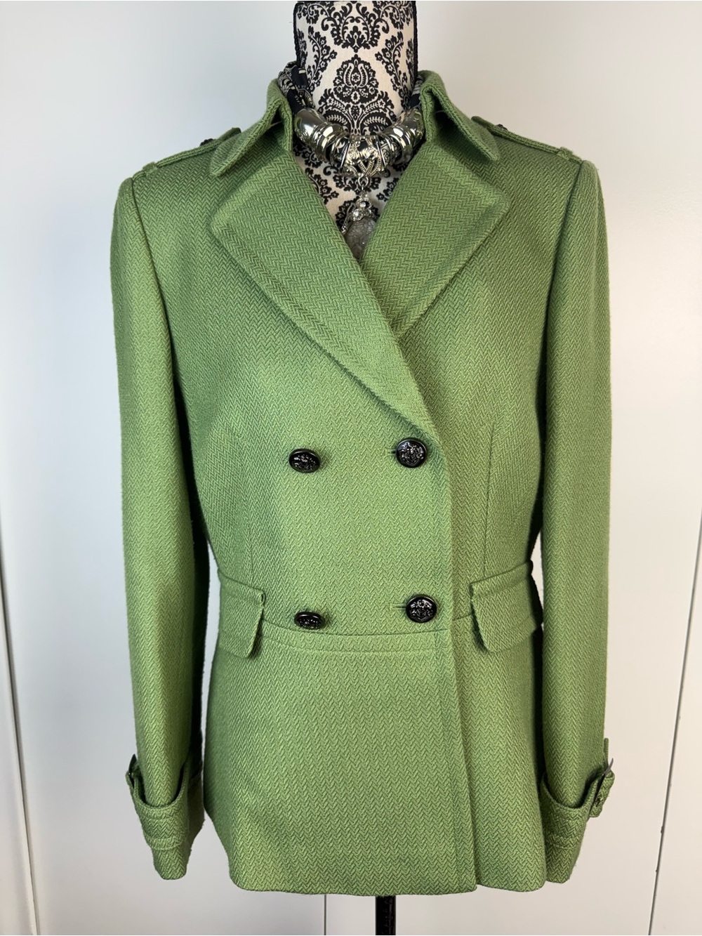 Tahari Green Double-Breasted Women's Peacoat Jacket size 10